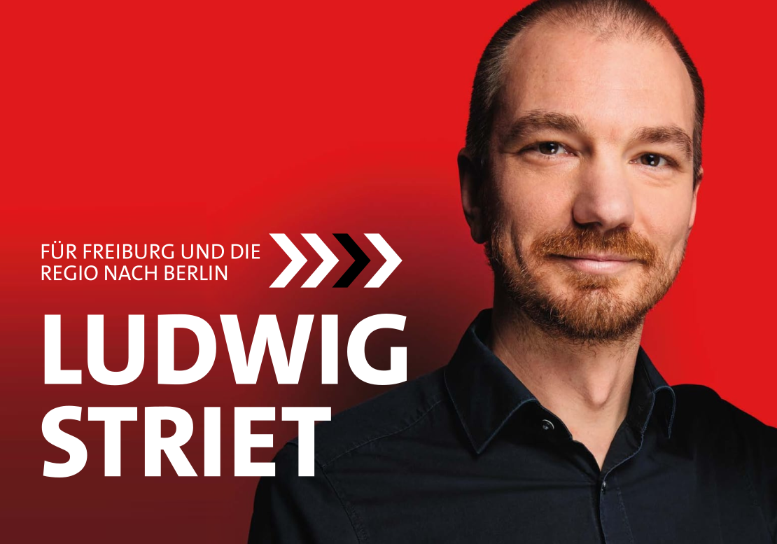 Foto von Ludwig Striet mit seinem Namen und dem Hinweis auf den Wahlkreis Freiburg.